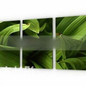 Green Leaves Wall Painting 3d model
