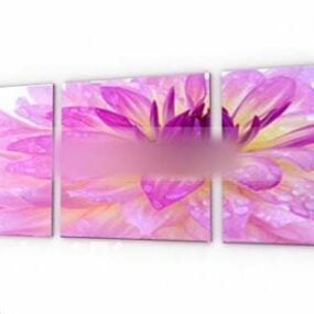 โมเดล 3 มิติจิตรกรรมฝาผนังดอกไม้สีชมพู