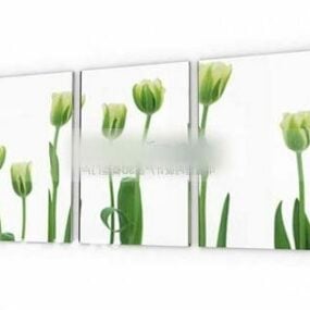 Vihreä kukka seinämaalaus 3d-malli