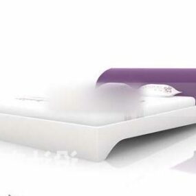 Double Bed Purple White Color 3d model