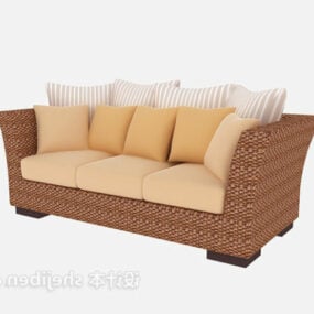 3d модель красивого бамбукового дивана