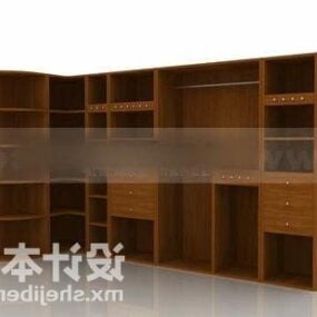 Bookcase Wooden Wall Mount 3d model