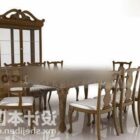 Antika Masa ve Sandalye Dolabı Seti