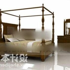 Vintage affisch säng dubbel stil 3d-modell