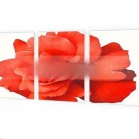 Kırmızı Çiçek Resmi Duvara Montaj 3d modeli