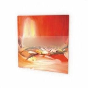 Red Color Abstract Wall Painting 3d model