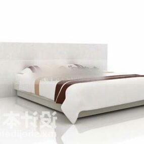 White Double Bed With Bac K Plate 3d model