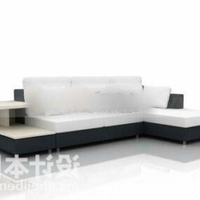 Sectional White Sofa Fabric 3d model