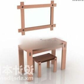Prosta komoda z krzesłem i lustrem Model 3D