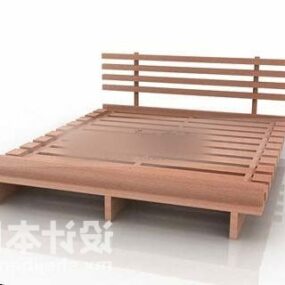 Double Bed Wooden 3d model