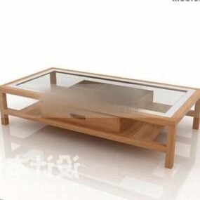 Rectangular Coffee Table Oak Wooden 3d model