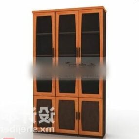 Wine Cabinet Wooden Frame Three Doors 3d model