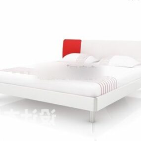 Minimalist Double Bed White Color 3d model