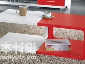 Modernisme Sofabord Rød Hvid Farve 3d model