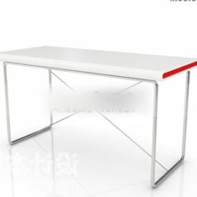 白色桌子不锈钢腿3d模型