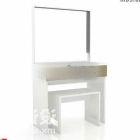 خزانة تسريحة بيضاء مع مرآة موديل 3D