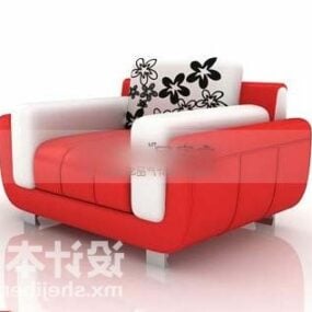 Armchair Sofa Red Leather 3d model