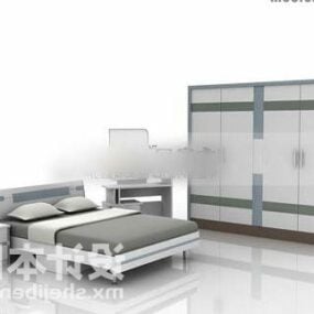 Double Bed With Wardrobe 3d model