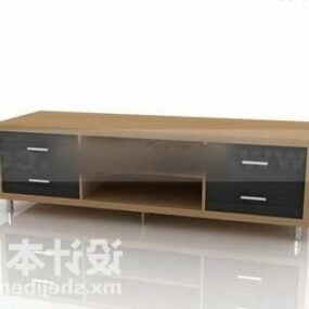 Mueble de televisión de madera con puerta de vidrio modelo 3d