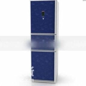 Blått kjøleskap med tre dører 3d-modell