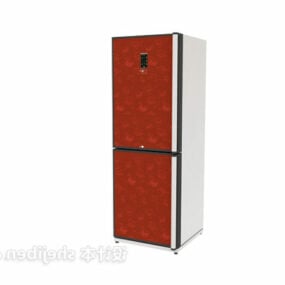 Modello 3d di frigorifero rosso a due porte