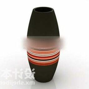 Black Vase Decorative With Pattern 3d model