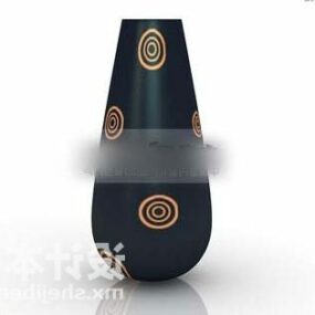 Black Wooden Vase Decorative 3d model