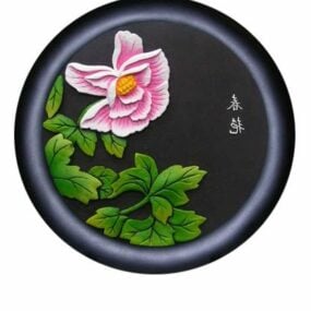 장미 꽃 텍스처와 작품 장식 접시 3d 모델