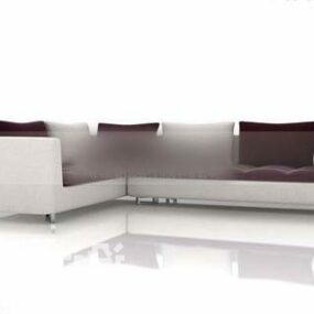 Corner Sofa Beige Leather With Cushion 3d model