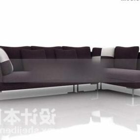 Sofa segmentowa w kolorze brązowym z poduszką Model 3D