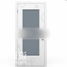 דלת לבנה עם זכוכית בפנים דגם תלת מימד