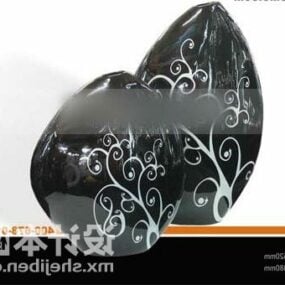 Černá keramická váza ve tvaru 3D modelu