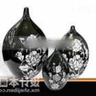 Váza s moderním vzorem, černá keramika
