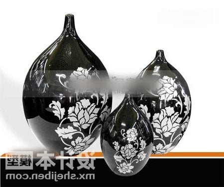 Florero con motivo moderno de cerámica negra