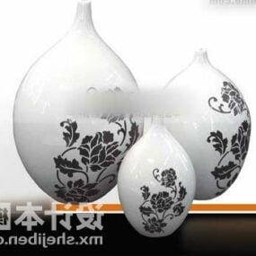 White Vase Decorating 3d model