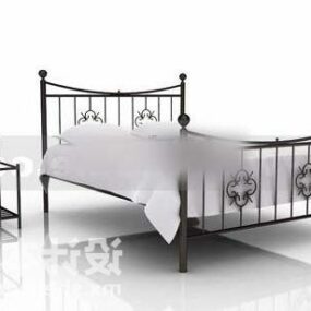 Antique Iron Double Bed V1 3d model