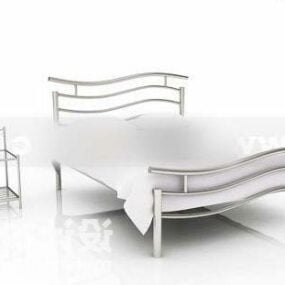 Modern Style Iron Double Bed 3d model