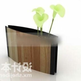 Dekorasi Pot Tanaman Kotak Kayu model 3d