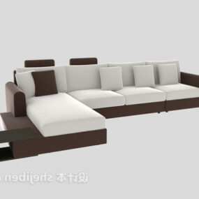 Sofa Corner Brown White Color 3d model