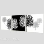 Black White Silhouette Tree Painting