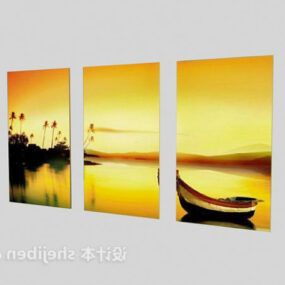 日没の風景画の3Dモデル