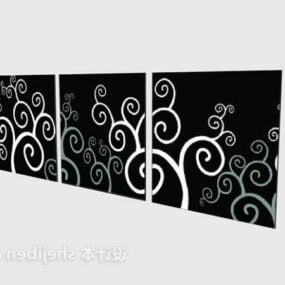 Black Background With Floral Painting 3d model