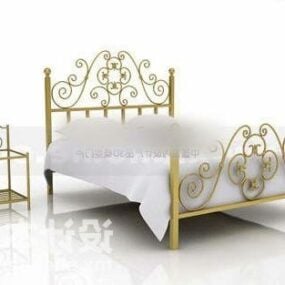 Double Bed Brass Frame 3d model