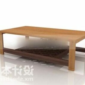 Suorakaiteen muotoinen sohvapöytä kaksikerroksinen 3d-malli
