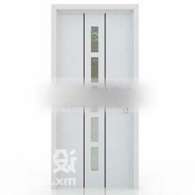 White Door With Glass Line 3d model