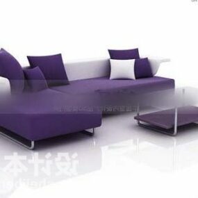 Purple Fabric Sofa Set 3d model