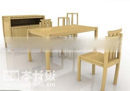 Tavolo da pranzo e sedia in legno insieme