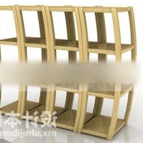 Stojak kwadratowy Drewniany orzech Model 3D