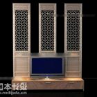 Китайский деревянный телевизор фоне стены V1