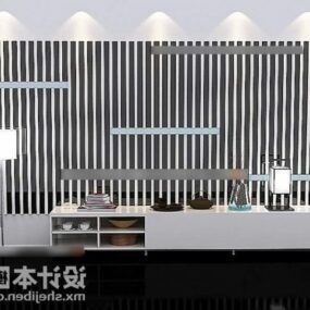 Modern White Tv Cabinet With Decorating 3d model